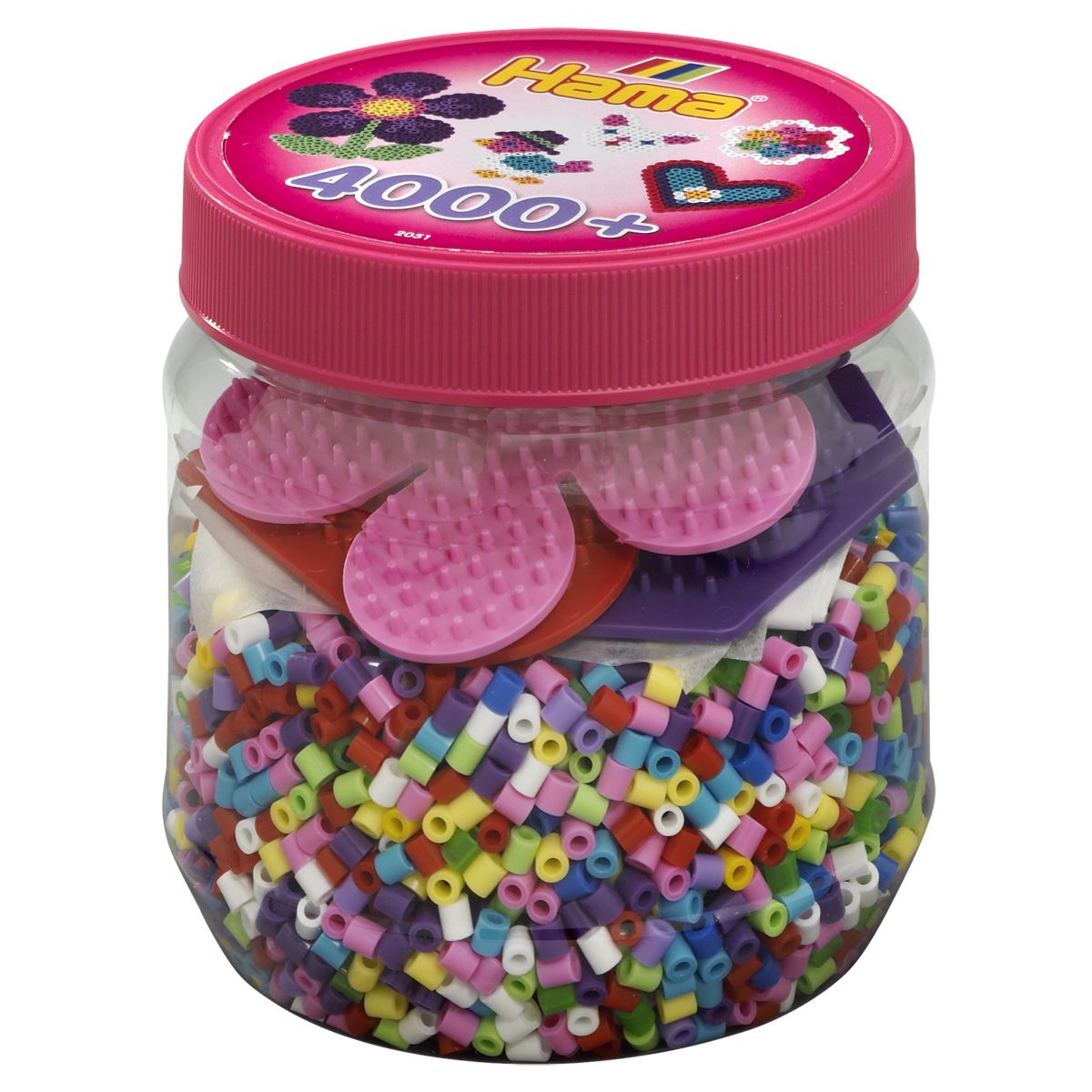 Hama Beads - 4,000 Pink Tub with Pegboards | Hama Beads