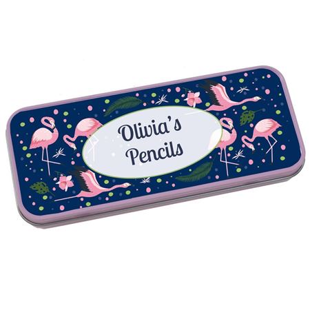 Picture of Personalised Pencil Tin - Flamingos