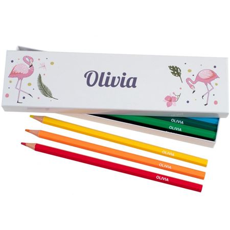 Picture of Box of 12 Named Colouring Pencils - Flamingos