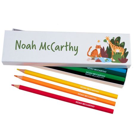 Picture of Box of 12 Named Colouring Pencils - Jungle
