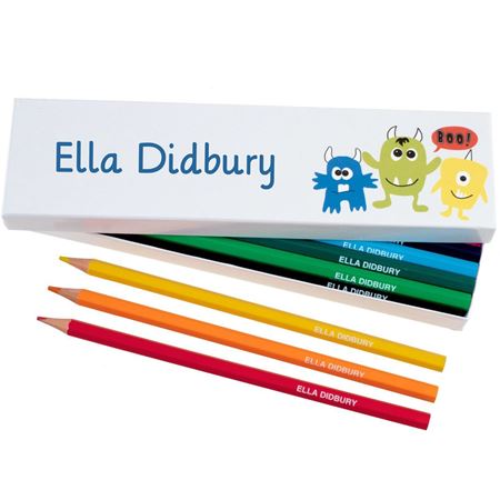 Picture of Box of 12 Named Colouring Pencils - Little Monsters