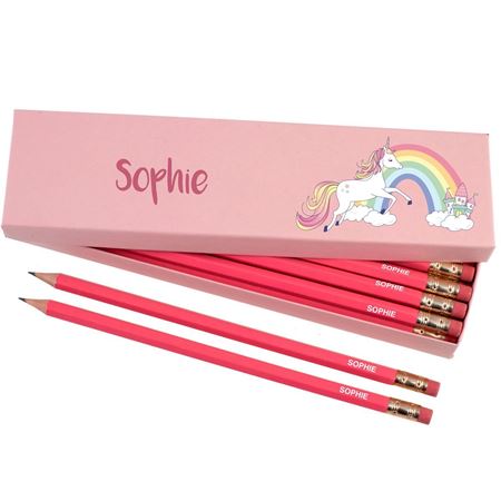 Picture of Box of 12 Named HB Pencils - Rainbow Unicorn