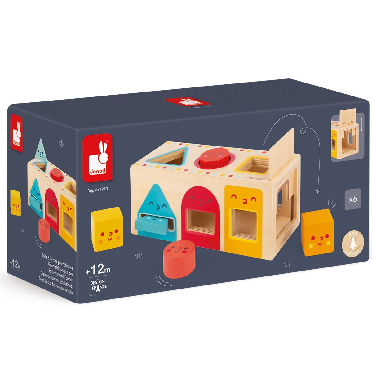 Geometric Shapes Box | Janod | Wooden Baby Shape Sorters